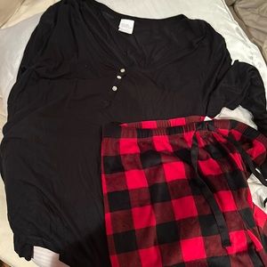 Red buffalo plaid pajama set